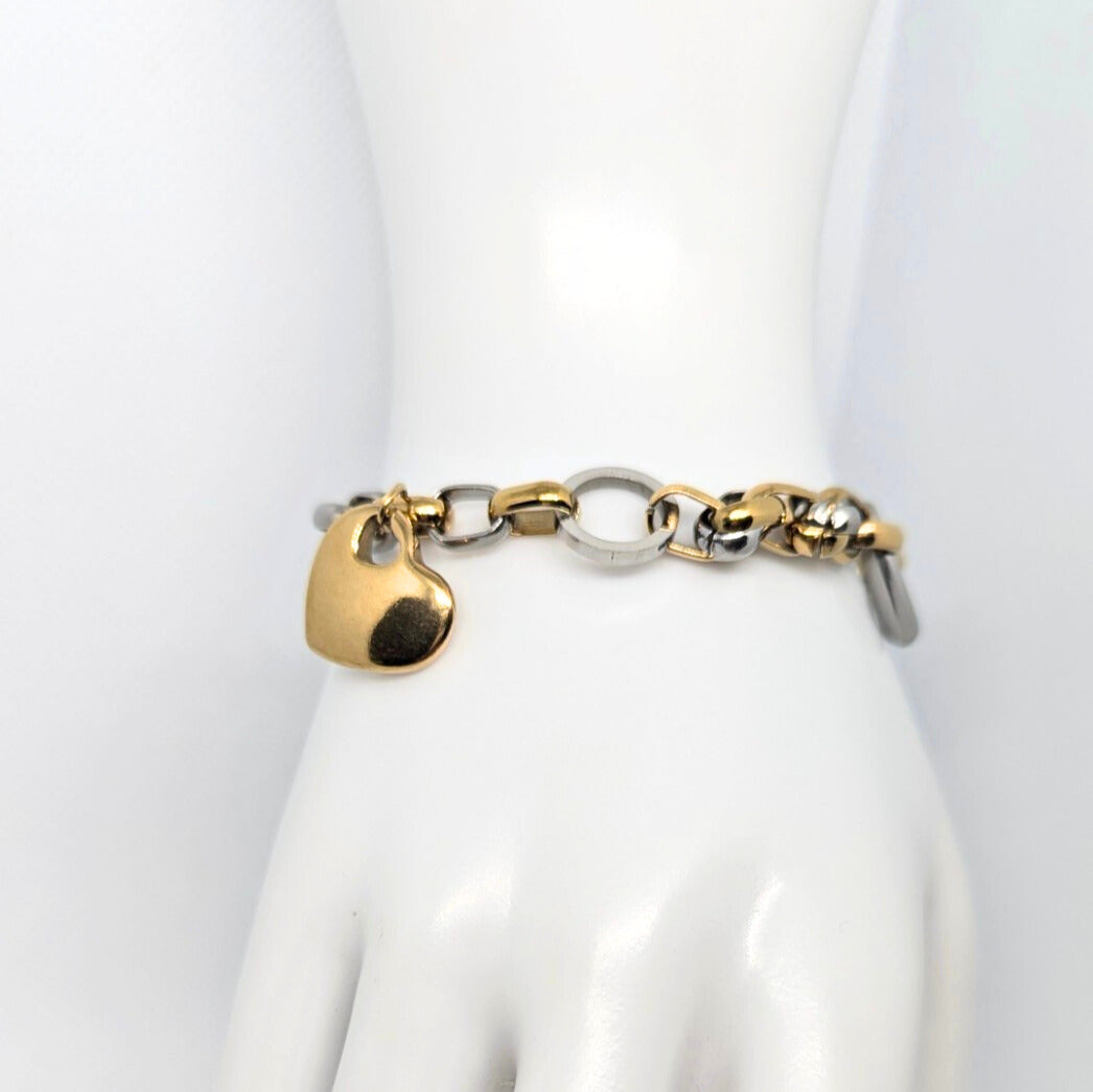 Two Tone Heart Bracelet