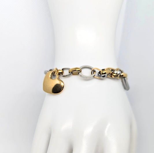Two Tone Heart Bracelet