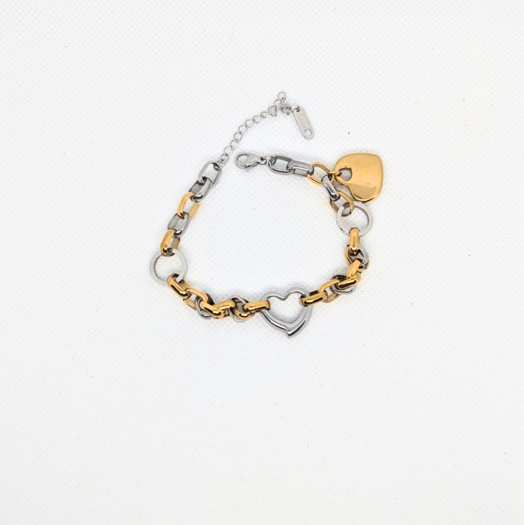 Two Tone Heart Bracelet